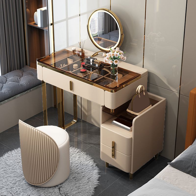 15.74" Wide Makeup Counter Solid Wood Frame Vanity Tables with Storage Drawers