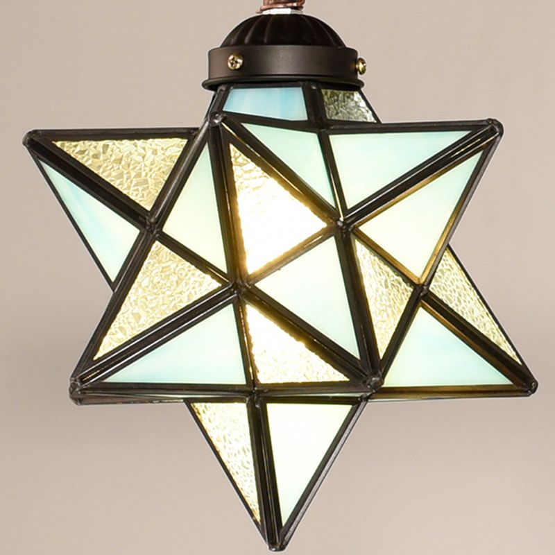 2/3 lumières lampe à lustre étoile rustique avec planche en bois en verre coloré en verre intérieur lumière pour la cuisine