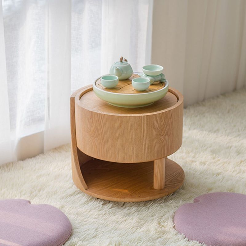 Traditional Side End Snack Table with Shelf and Tray Top for Bedroom