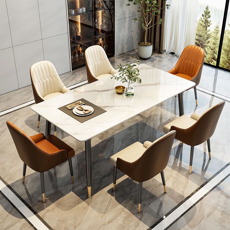 Sintered Stone Top Dining Table Metal Base Table for Dining Room