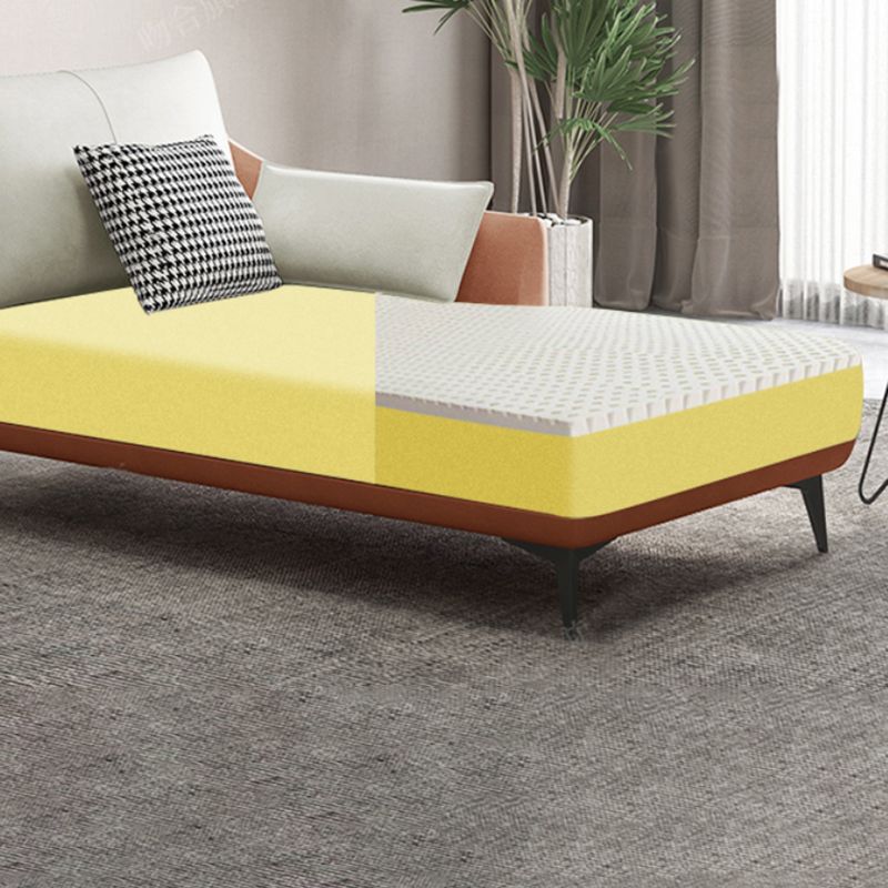 Modern Faux Leather Chaise, One Armed Recessed Arms Lounge Chair with Pillows