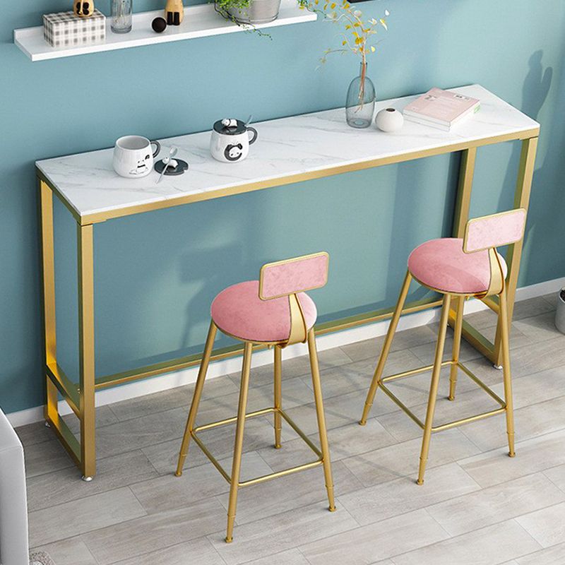 Glam 1/3 Pieces Bar Table Set Rectangle Stone Counter Table with  Stools for Milk Tea Shop