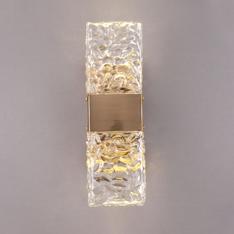 Gold Crystal Block Rectangular Wall Light Modern Wall Sconce for Living Room