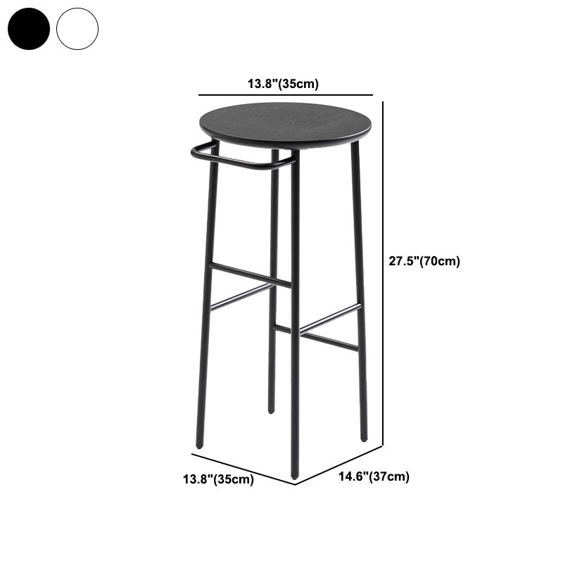 Contemporary Round Bar Stool Wooden Counter Bar Stool with Metal Legs