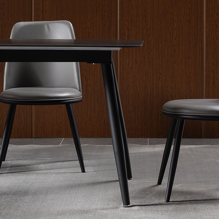 Modern 1/4/5/7 Pieces Rectangle Dinette Set with Sintered Stone Top Black Dining Table Set