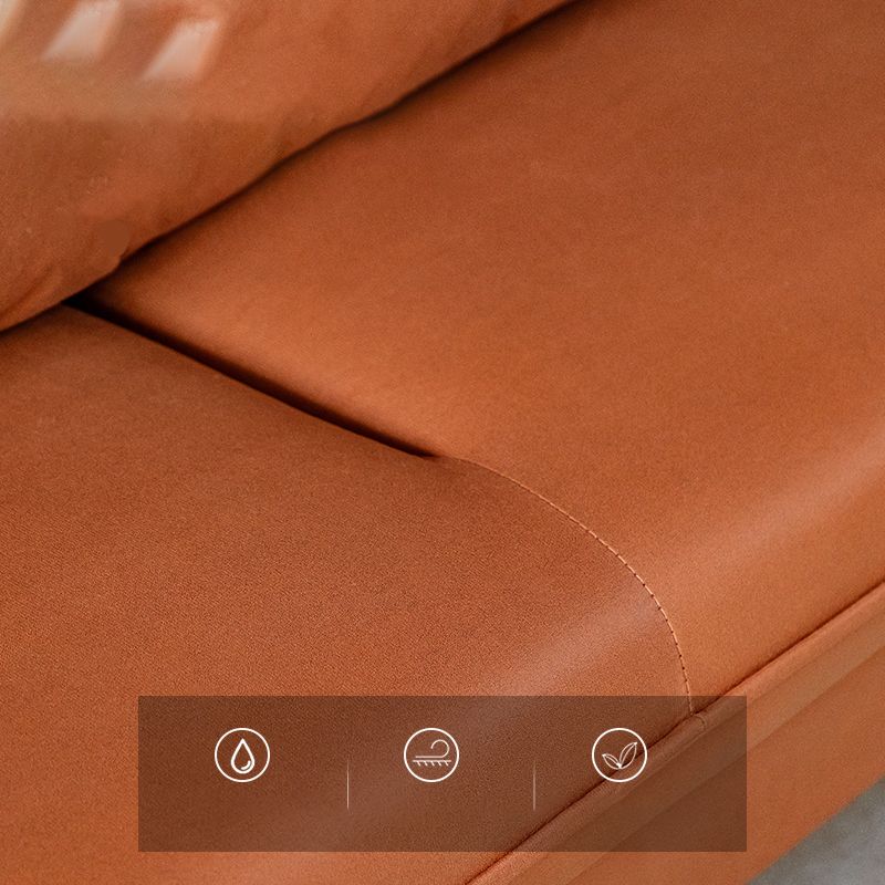 Faux Leather Sofa 29.92" High Scandinavian Square Arm Sofa for Living Room