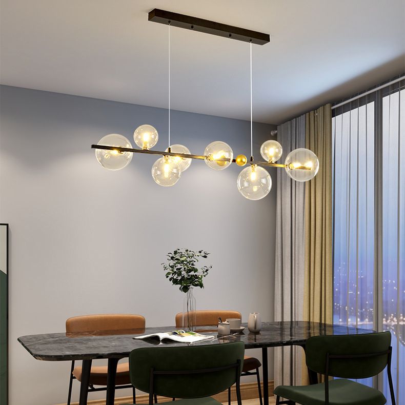 Glass Globe Island Pendant Modern 8-Lights Island Lighting for Dining Room