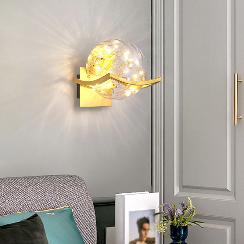 Single Golden/White/Black Wall Mounted Sconce Modernism Glass Shaded Wall Light for Foyer
