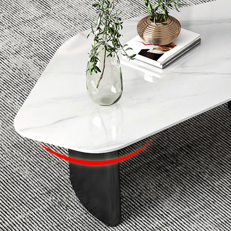 15"H Contemporary Coffee Table Stone Coffee Cocktail Table with Drawer