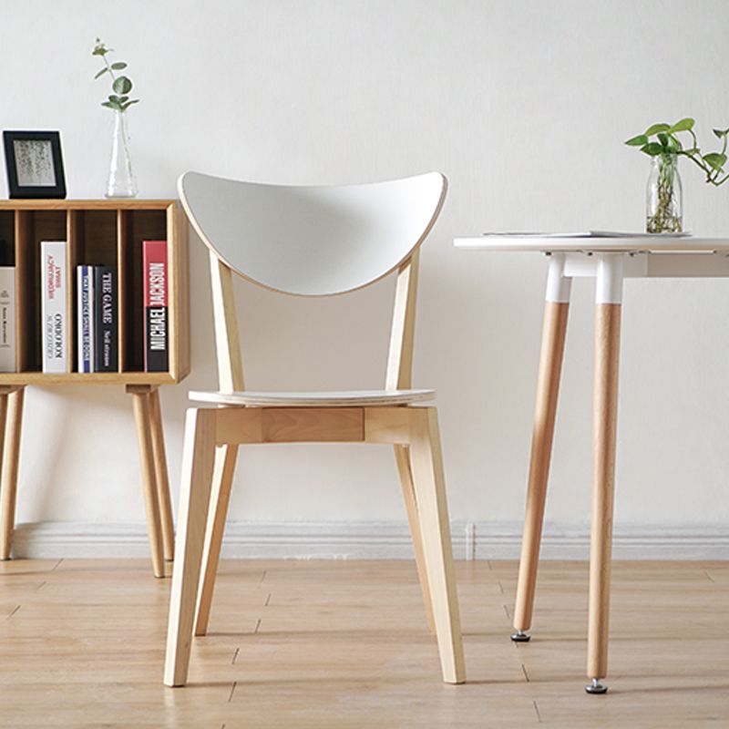 Open Back Armless Dining Chairs Stackable Side Dining Chairs with Wood Legs