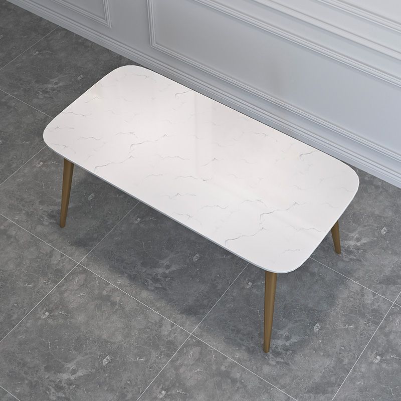 Contemporary Dining Set 1/2/5 Pcs Marble Dining Table with Cow Horn Chairs