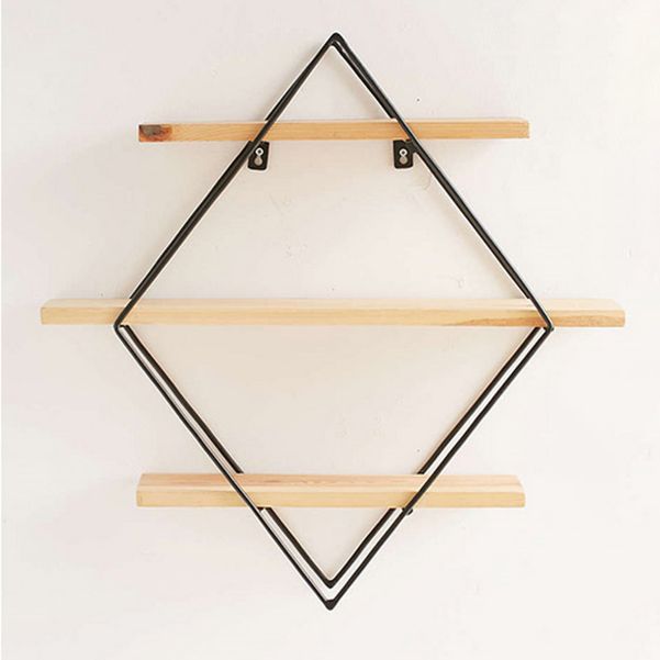 Floating Shelf Bookcase Wooden and Metal Book Shelf for Study Room