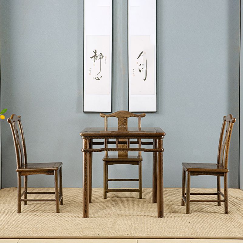 Modern Simple Dining Table Square Dinner Table with Solid Wood Legs