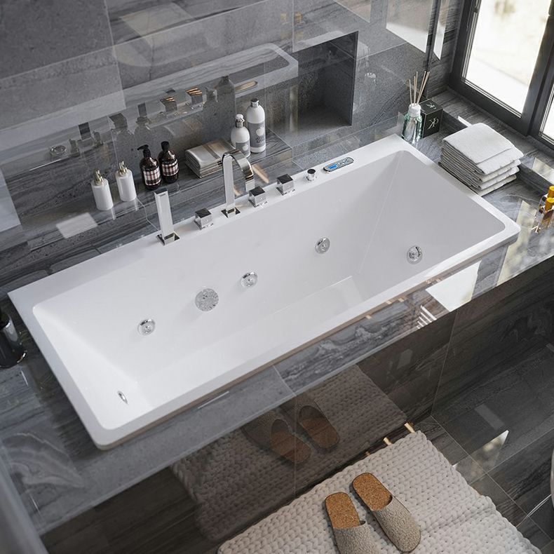 Drop in Rectangular Bath Acrylic White Jets Included Modern Bathtub