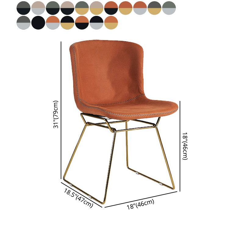 Silla de comedor de estilo moderno, silla auxiliar sin brazos con patas de metal para cocina (juego de 2)