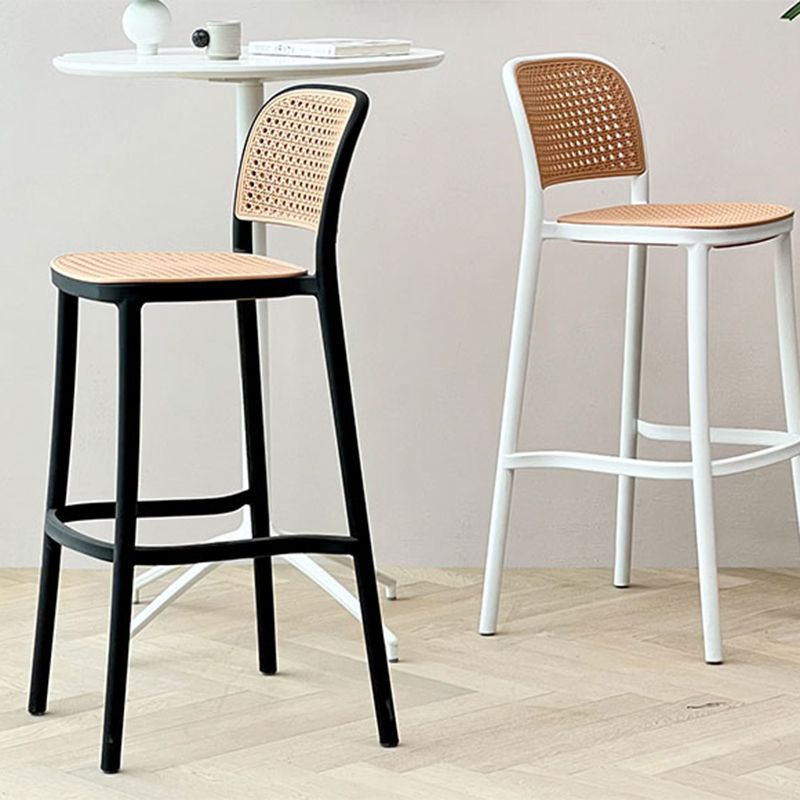 Modern Style Backrest Counter Stool with Metal Base and 4 Legs