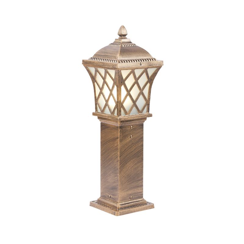 Vintage Flared Square Ground Lighting Single Frosted Acrylic Path Lighting with Grill