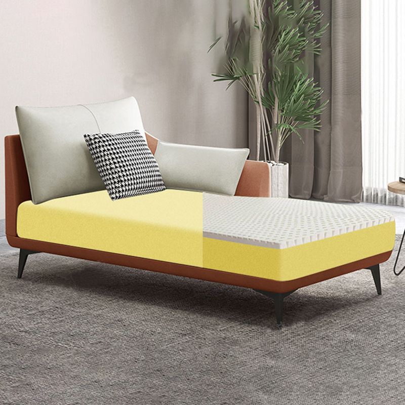 Modern Recessed Arms Chaise One Armed Faux Leather Accent Chair