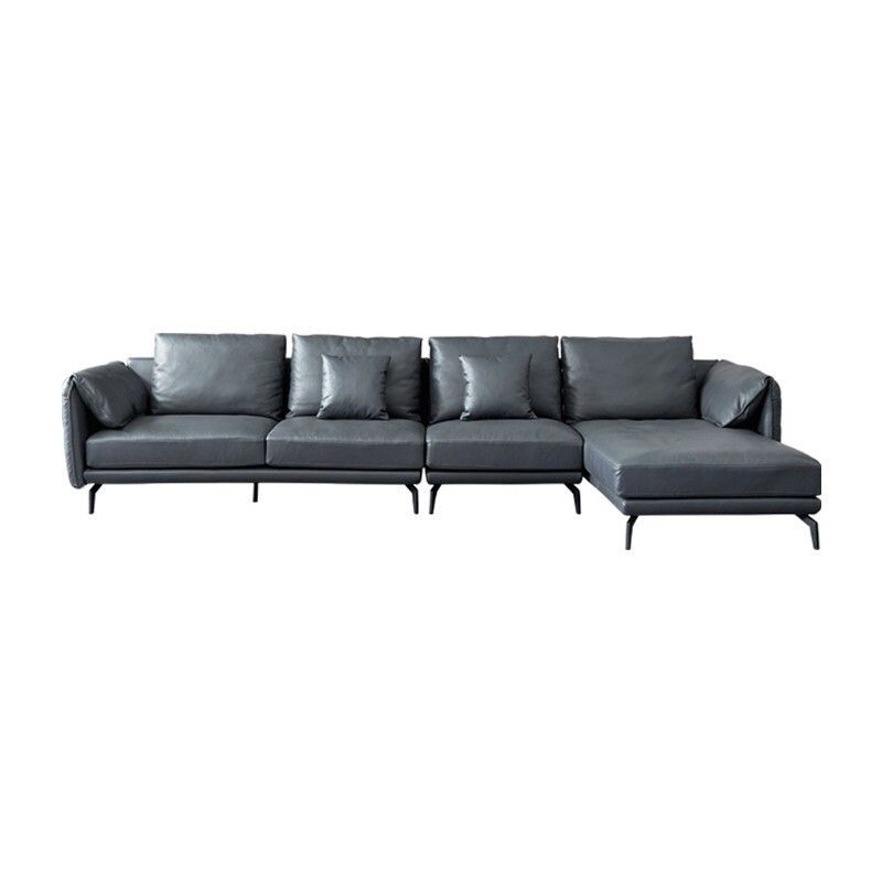 Leather Padded down Seat with Pillow Back Sectional Grey/black/brown/blue Sofa