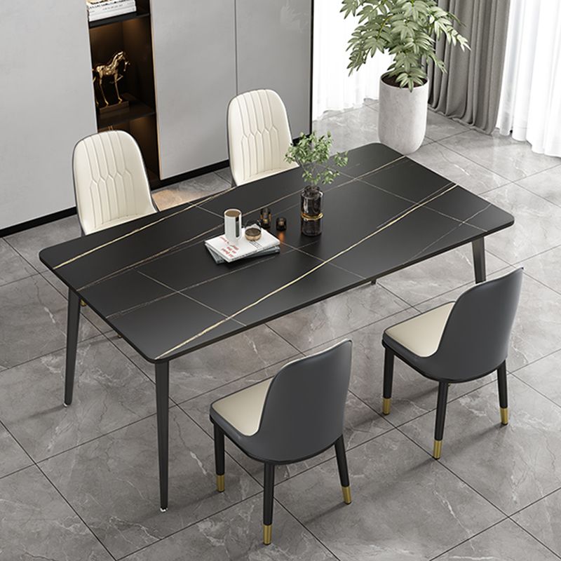 Modern Standard Height Furniture 5/7 Pcs Stone Rectangle  Table with Upholstered Chair