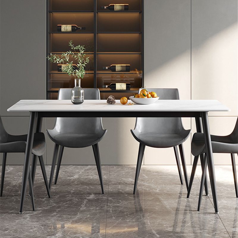 Modern Standard Sintered Stone Dining Set Rectangle Table Kitchen Dining Set in White