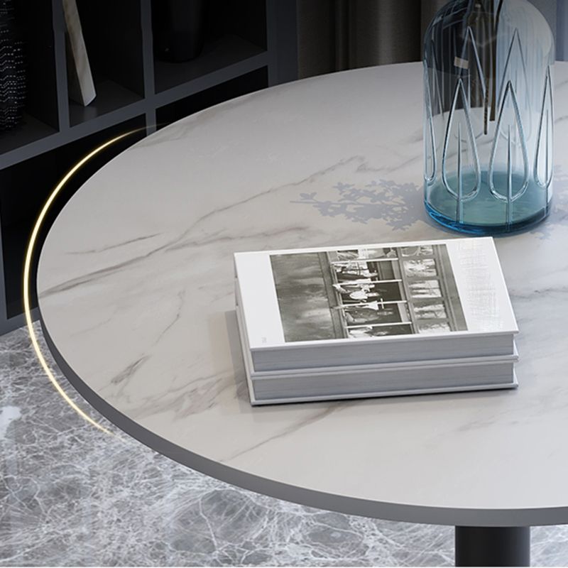 Glam Style Stone Top Dinette Table Metal Base Dining Table for Coffee Shop