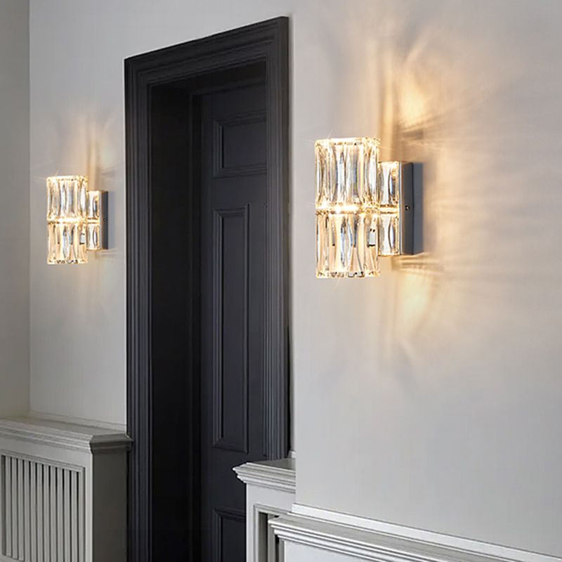 Modern Style Wall Mount Light Simple Wall Light with Crystal Shade for Living Room