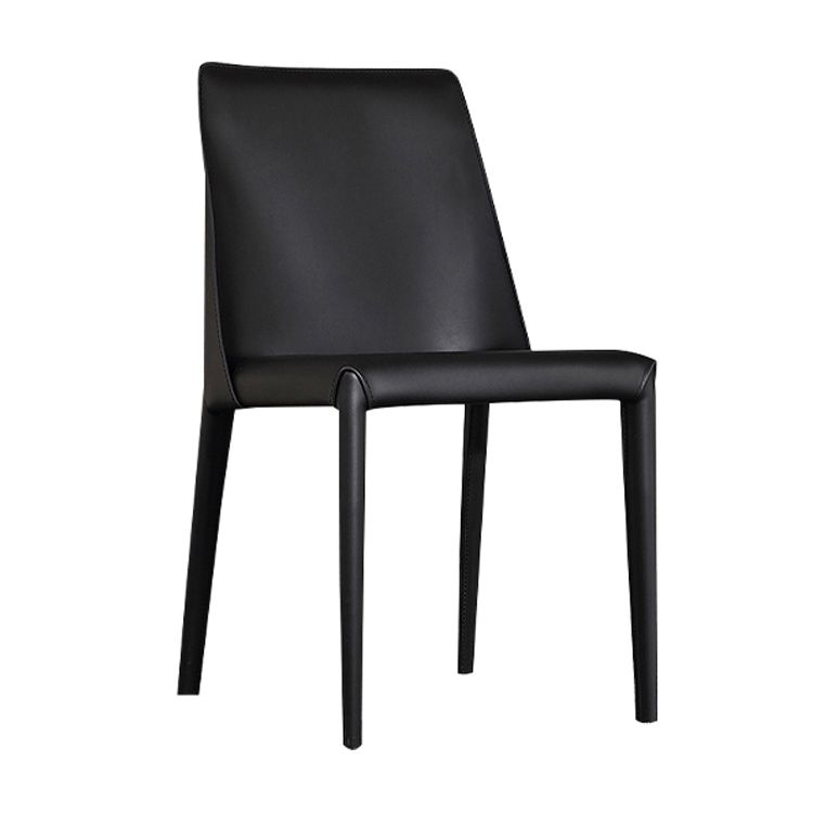 Moderner Parsons Side Chair Mattes Finish Leder gebogener Armloser Stuhl