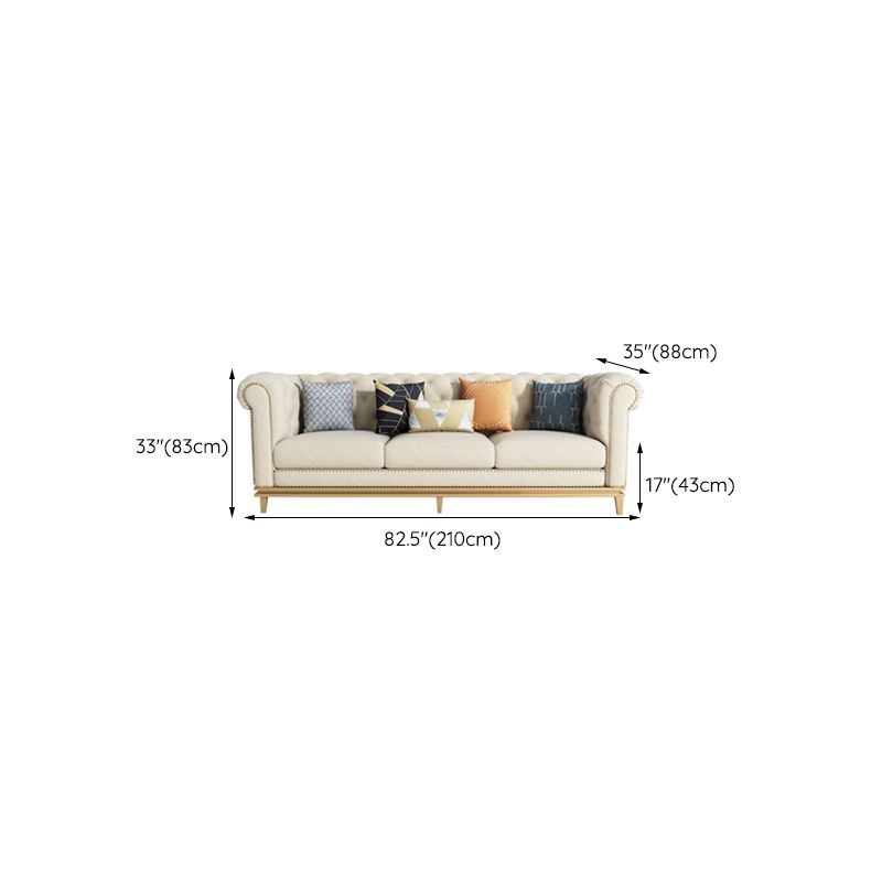 32.67" H Tufted Back Chesterfield Sofa Leather Tuxedo Arm Sofa