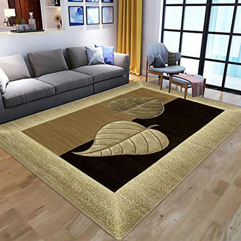Blue Modern Area Rug Floral Pattern Polyester Area Carpet Easy Care Non-Slip Rug for Living Room