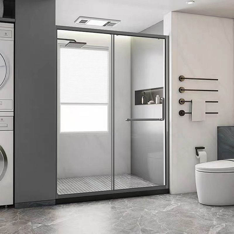 Glass and Metal Shower Door Simple Inline Black Shower Bath Door