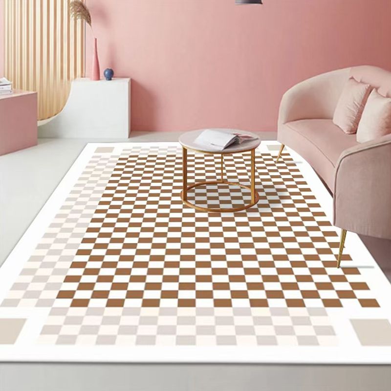 Plaid Rug Modern Carpet Polyester Anti-Slip Backing Rug for Living Room