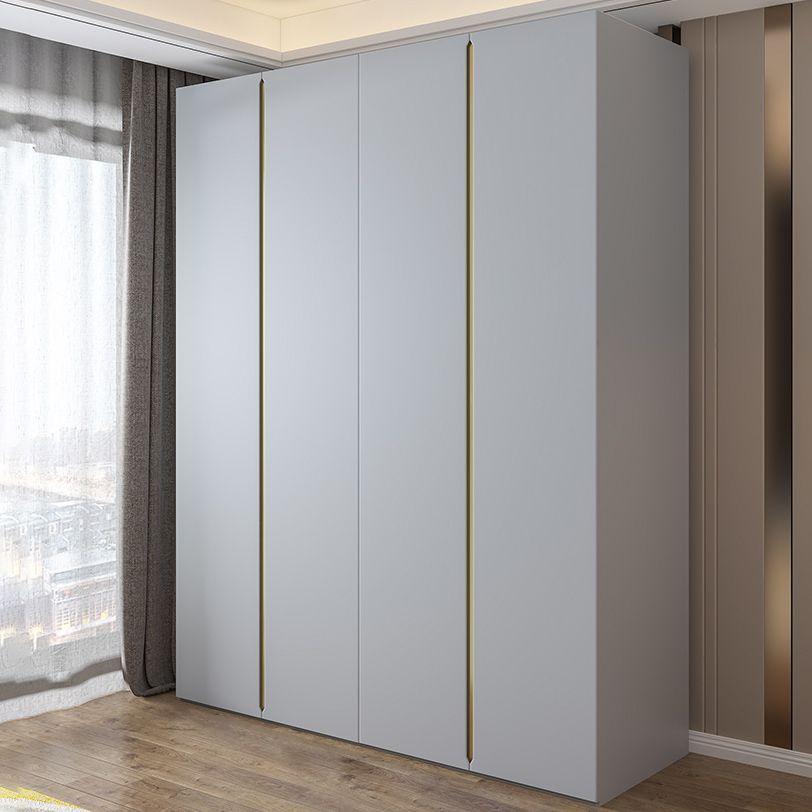 Gray Colour Wooden Wardrobe Contemporary Style Wardrobe Closet with Hinged Door