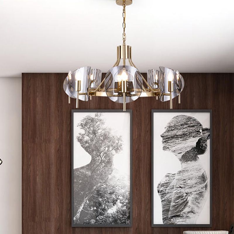 Smokey-Glass Anhänger Beleuchtungskörper Moderner Kronleuchter für Wohnzimmer