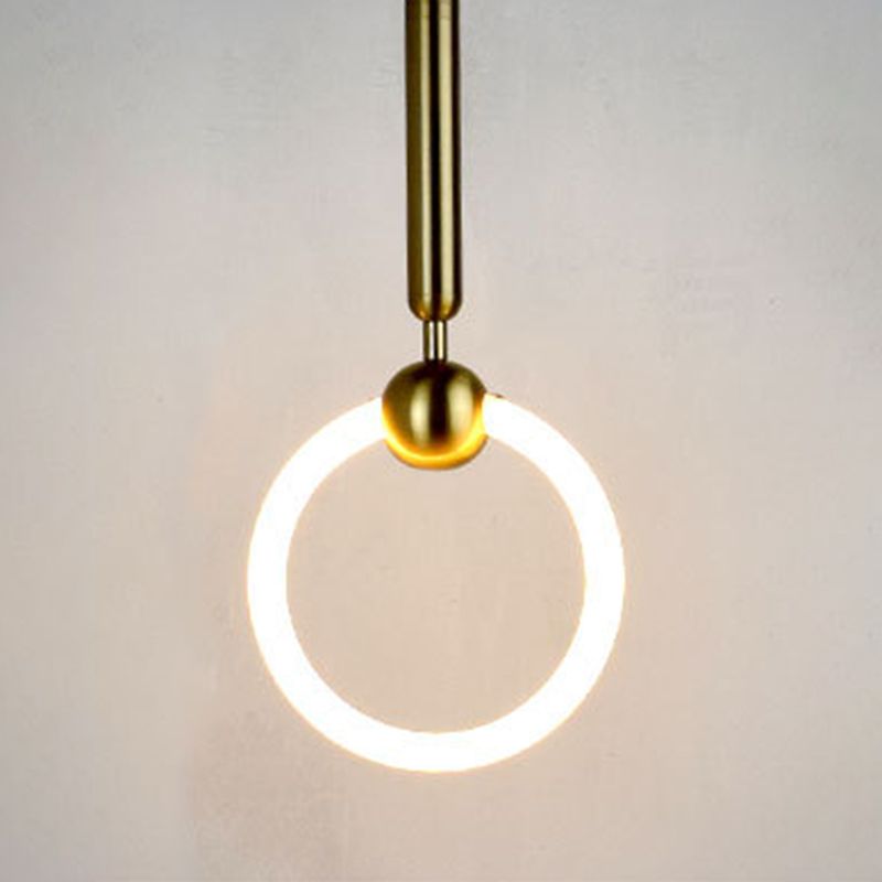 Metal Ring Pendant Lighting Fixture Simple Style LED Hanging Light Fixture in Gold