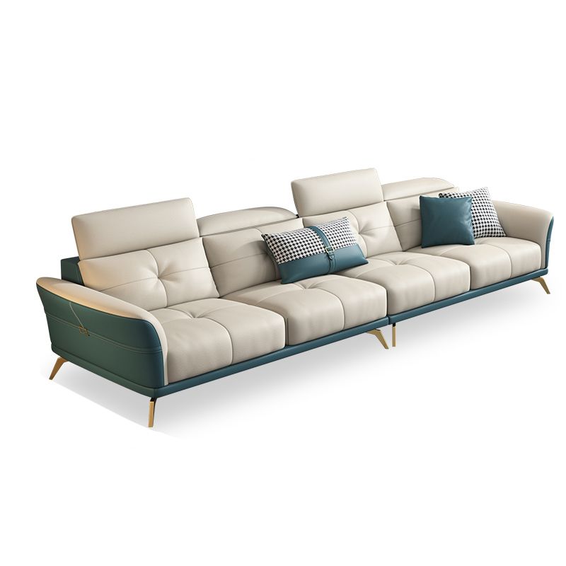Tuxedo Arm Sectional Sofa 35.43"High Genuine Leather Tufted Split-Back Sofa