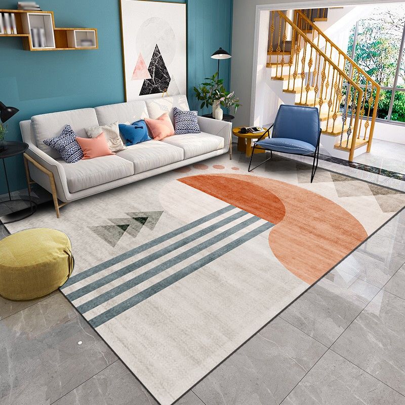 Tapis d'intérieur nordique moderne, couleur Morandi, en Polyester, avec support antidérapant, pour salon