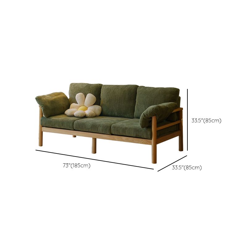 Tropical 3 Seater Corduroy Sofa 33.46" Wide Pillow Top Arm Sofa