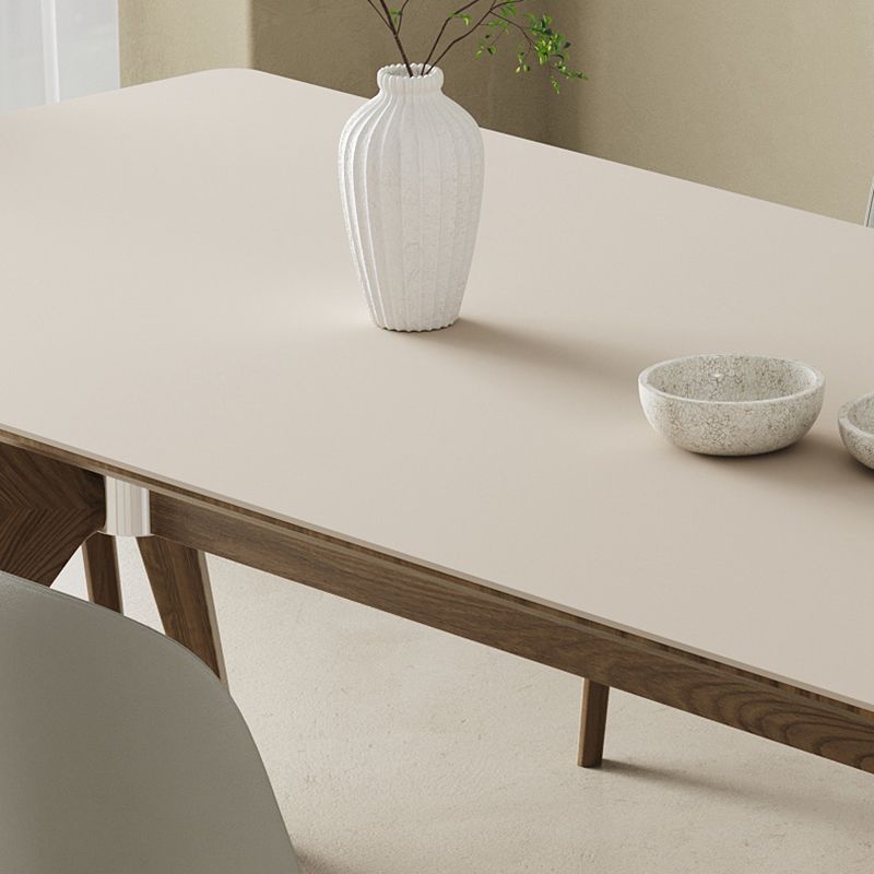 Simplicity Style Dinette Table Rectangle Stone Dinner Table in White