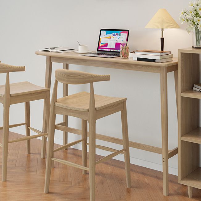 Modern Trestle Base Bar Table Set 1/2/3 Pcs Solid Wood Bar Table and Stools