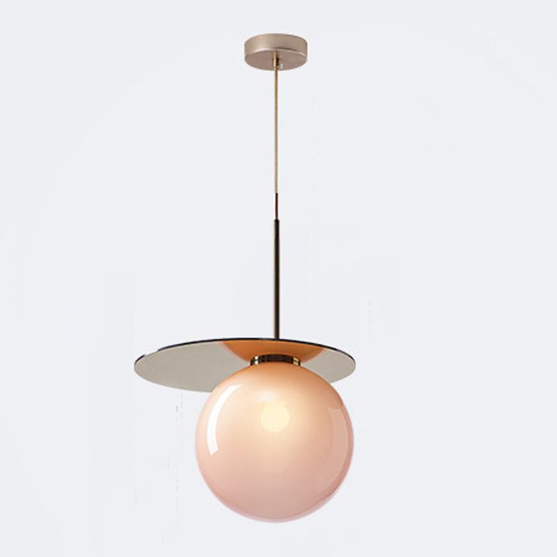 Nordic 1-Light Ceiling Pendant Light Glass Spherical Hanging Lamp for Living Room