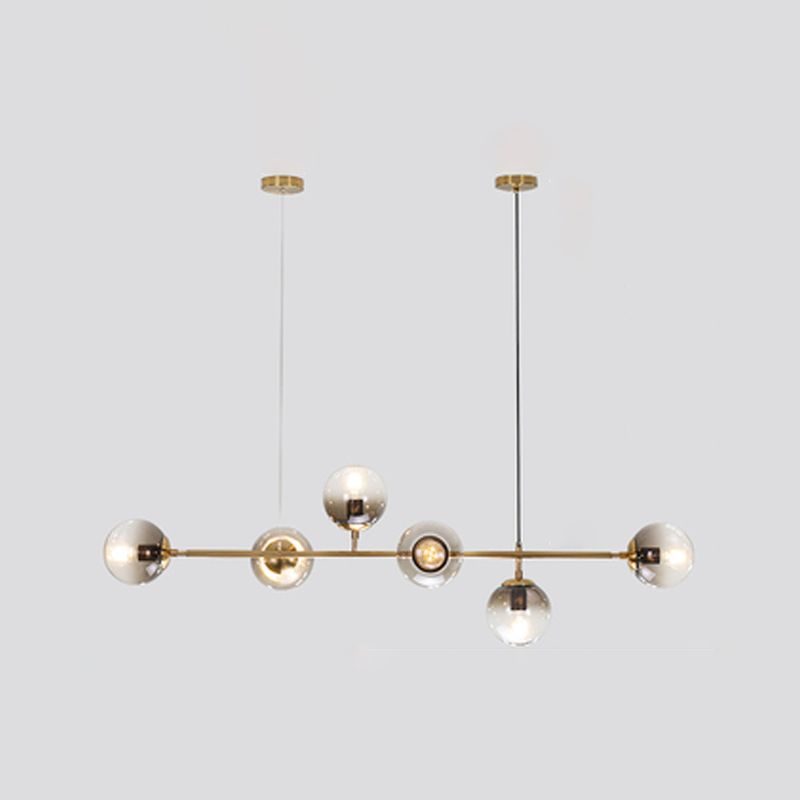 Modern Style Metal Island Pendant Globe Glass Shade Island Light for Restaurant