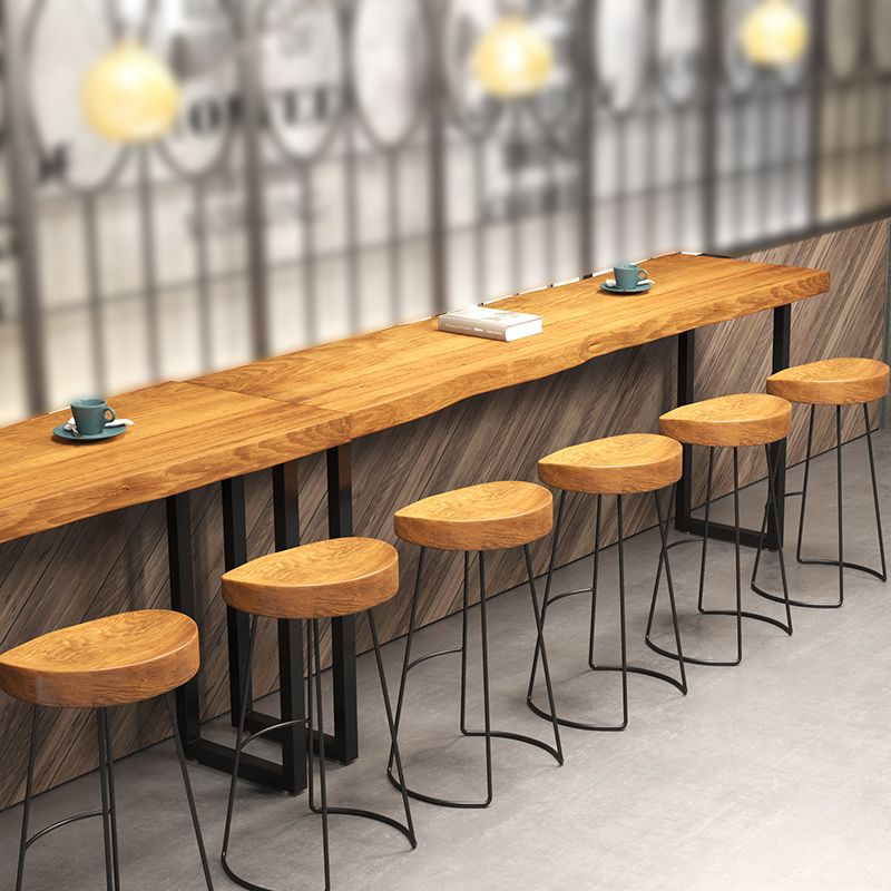 Specialty Brown Modern Style Bar Table Solid Wood and Iron Coffee Shop Bar Table