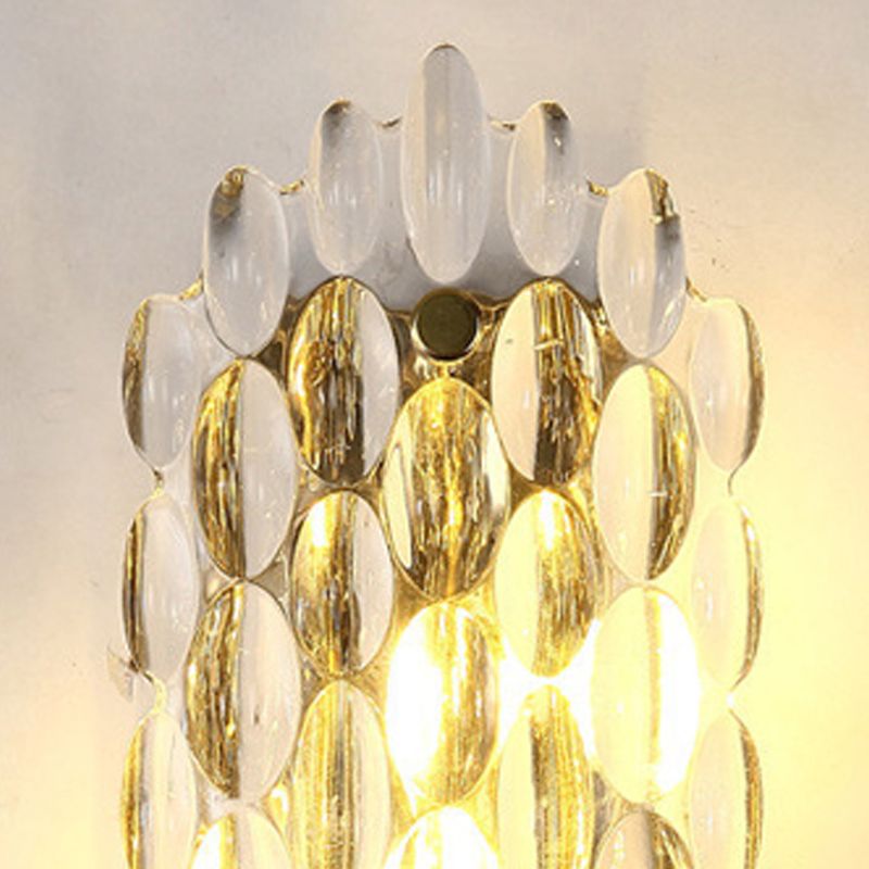 Postmodern Style Crystal Wall Light Gold 12.5" High Wall Sconce for Living Room