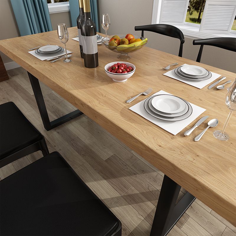 Industrial Natural Dining Site Table Rectangle Metal Sled Dining Table