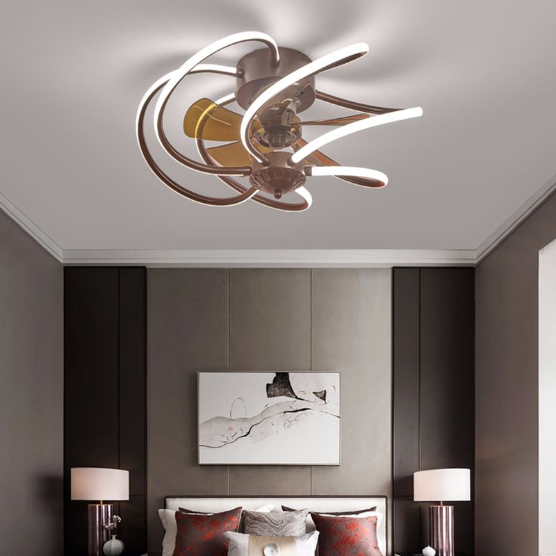 Contemporary Geometric Fan Light Metal Linear Flush Mount Light for Living Room