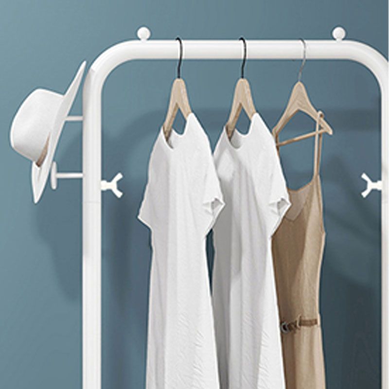 Modern Coat Rack Metal Hanging Rail and 4 Hooks Entry Hall Tree