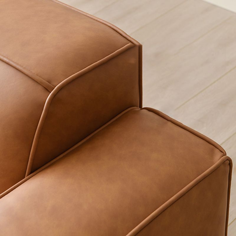 25.6" H Contemporary Faux Leather Square Arm Sofa for Living Room