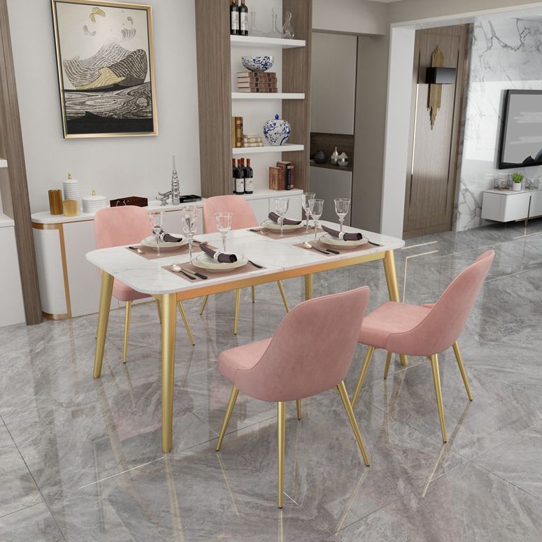 Glam Style 1/4/5 Pieces Dining Set White-gold Table Kitchen Set for Dining Room