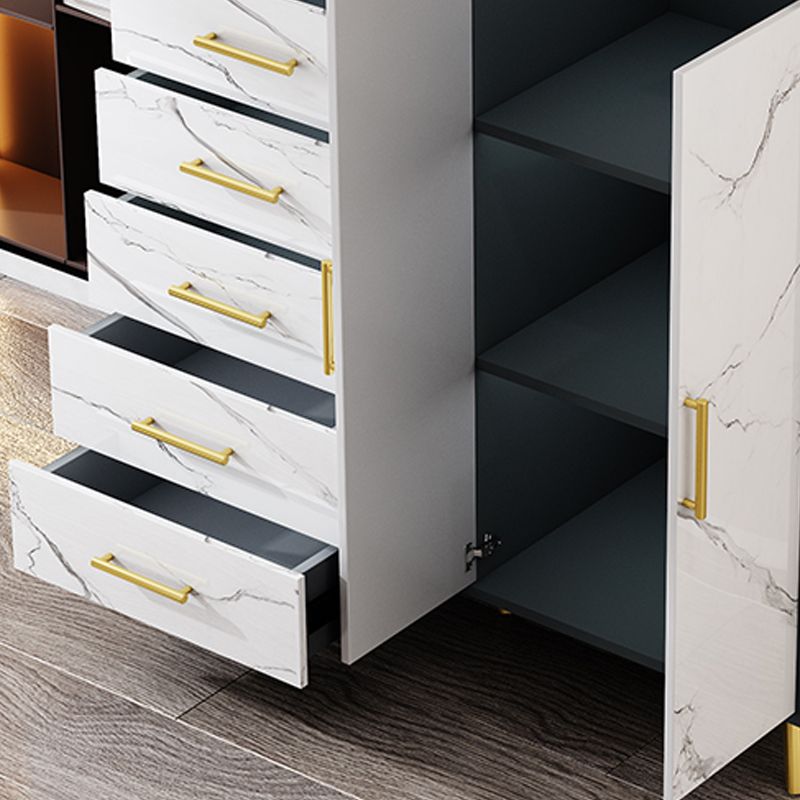 16" Wide Glam Storage Chest Stone Bedroom Chest in White with Drawers